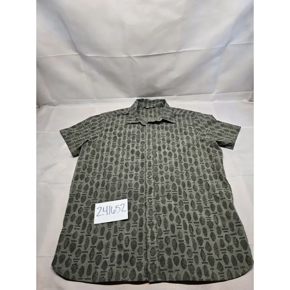 The North Face Green‎ Pinecone Button Up Short Sleeve Shirt 2XL Camp Outdoor